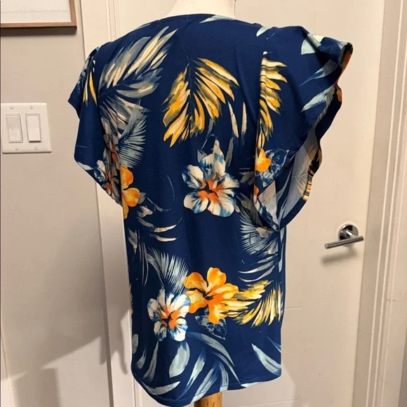 Floral Women Top - Blue and Yellow - Picture 7 of 12